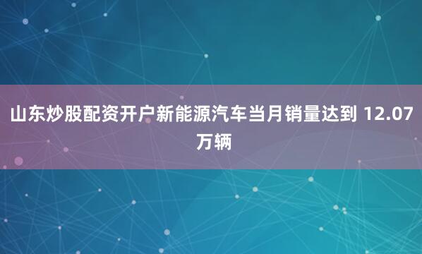 山东炒股配资开户新能源汽车当月销量达到 12.07 万辆